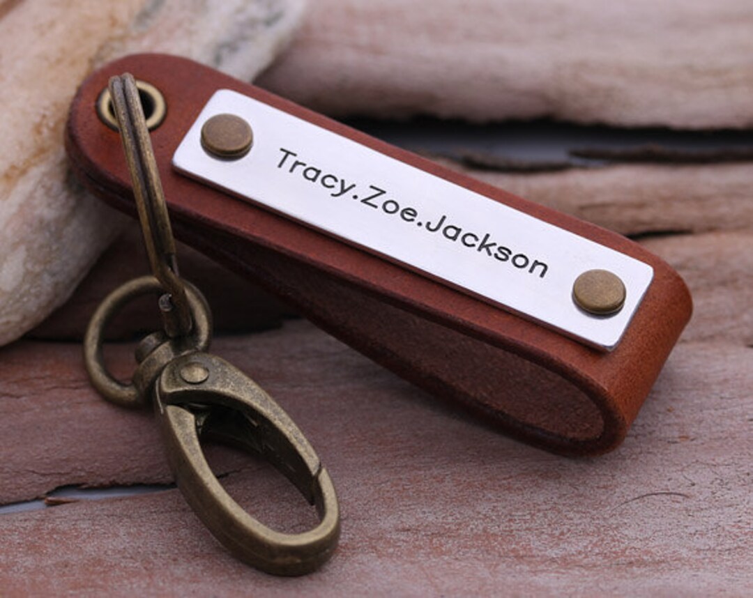 Personalized Mens Leather Keychain Handmade Leather Key Chain Key Fobs