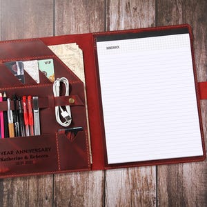 Personalized Leather Writing Case, Custom Leather Organizer Planner Business Folder, Writing Pad folder, Leather Case A4 Document Padfolio