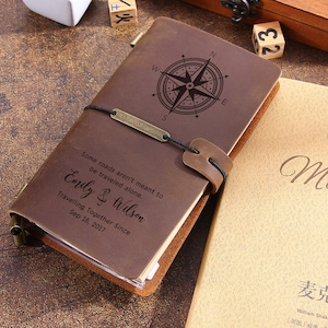 Carnets en cuir personnalisés, couverture de carnet de notes en cuir personnalisée, carnet de notes de voyage rechargeable en cuir, carnets de cartes du monde faits main