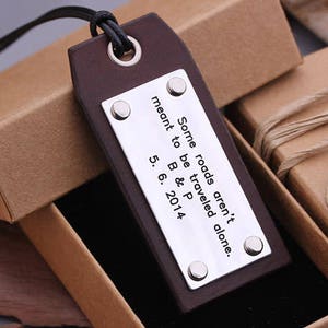 Personalized Leather Luggage Tag Leather Travel Tag Suitcase Tag Baggage Tag Gift for Her, Gift for Him Anniversary Weddig Gift image 1