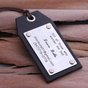 Personalized Leather Luggage Tag - Custom Handmade Leather Travel Tag- Travel Gift, Wedding Gift, Traveller Gift, Anniversary Gift