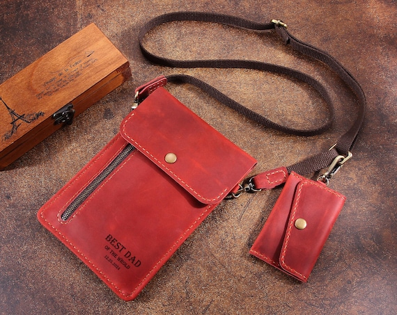 leather passport holder with neck strap