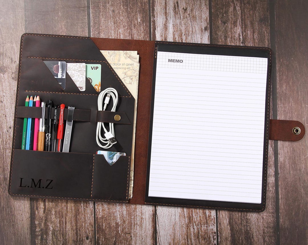 Persaonlized Leather Portfolio, Leather Organizer Planner, A4 Document ...