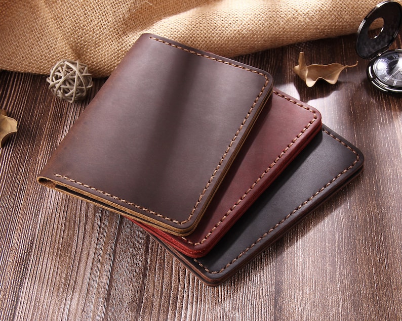 Cartera de cuero personalizada para pasaporte, billetera de viaje de cuero hecha a mano, estuche para pasaporte, porta pasaporte de cuero, billetera para documentos, regalo de graduación imagen 6