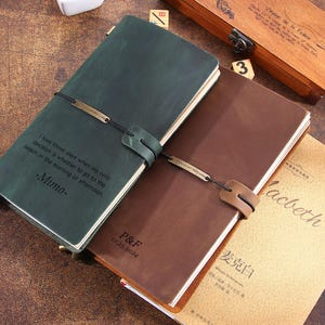 Cuaderno de cuero personalizado, cuaderno de bocetos vintage hecho a mano, diario de viaje personalizado, el mejor regalo de Navidad para ella/él.
