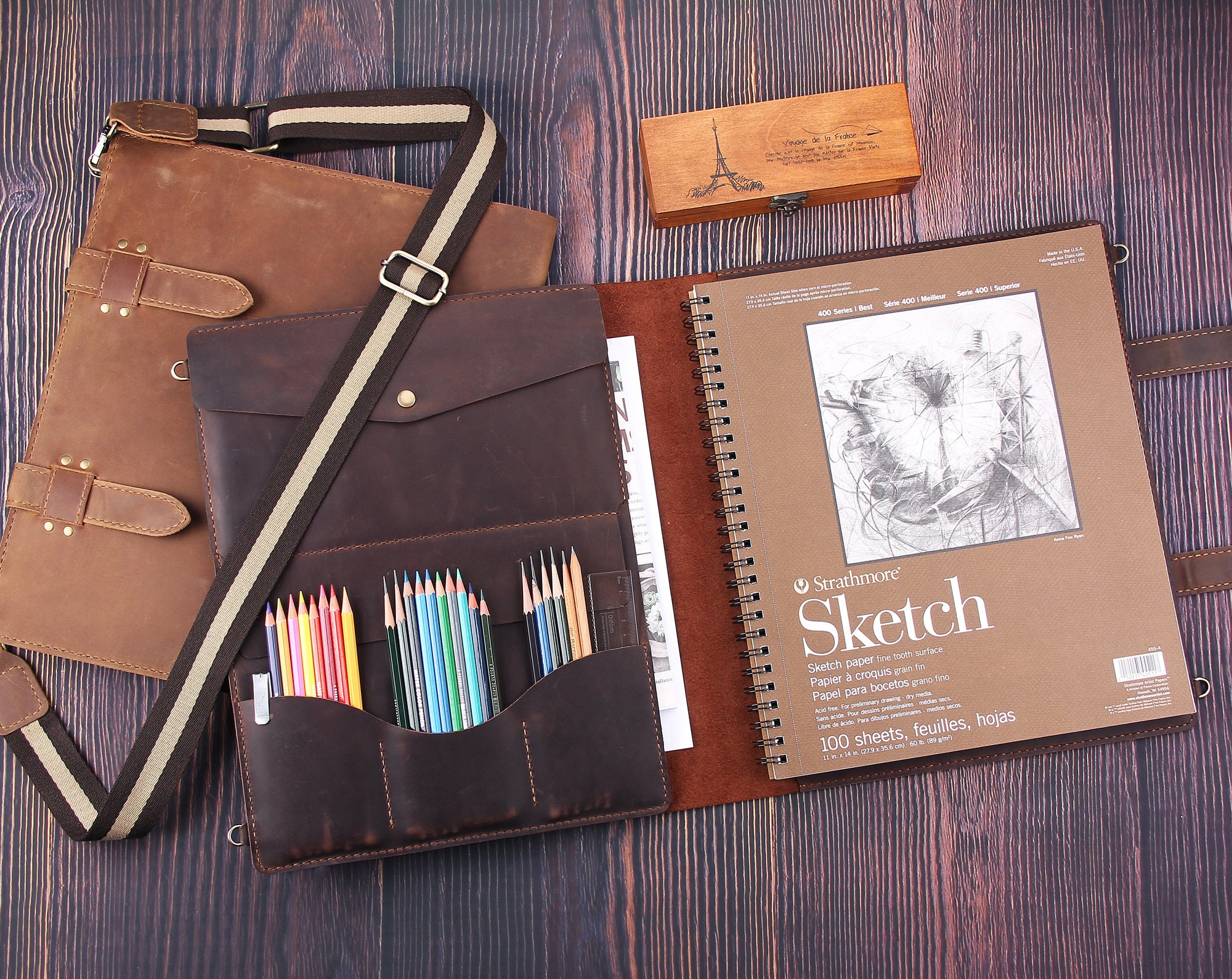 Leather Sketchbook Cover for 11