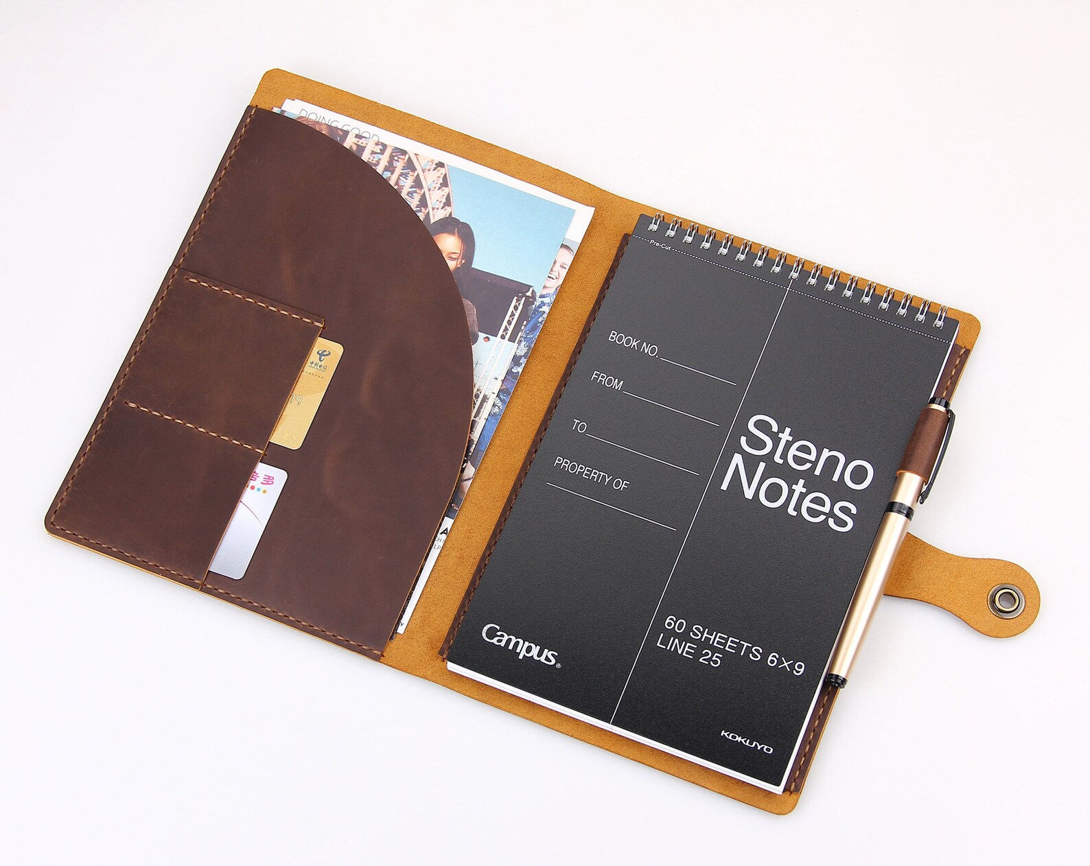 Leather Steno Pad 6x9 Holder Folio Cover Etsy
