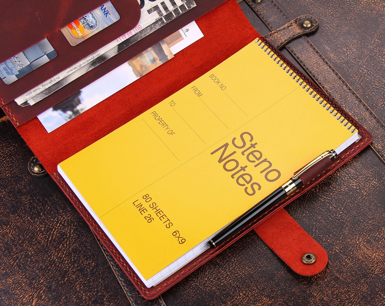 Leather 6x9 Steno Pad Cover Personalized Leather Etsy