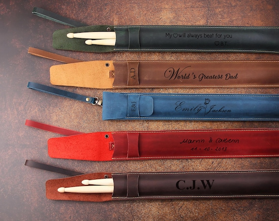 Custom Leather Drum Stick Bag, Handmade Leather Drumstick Holder, Personalized Drumstick Case Storage Organizer, Drummer gift for men