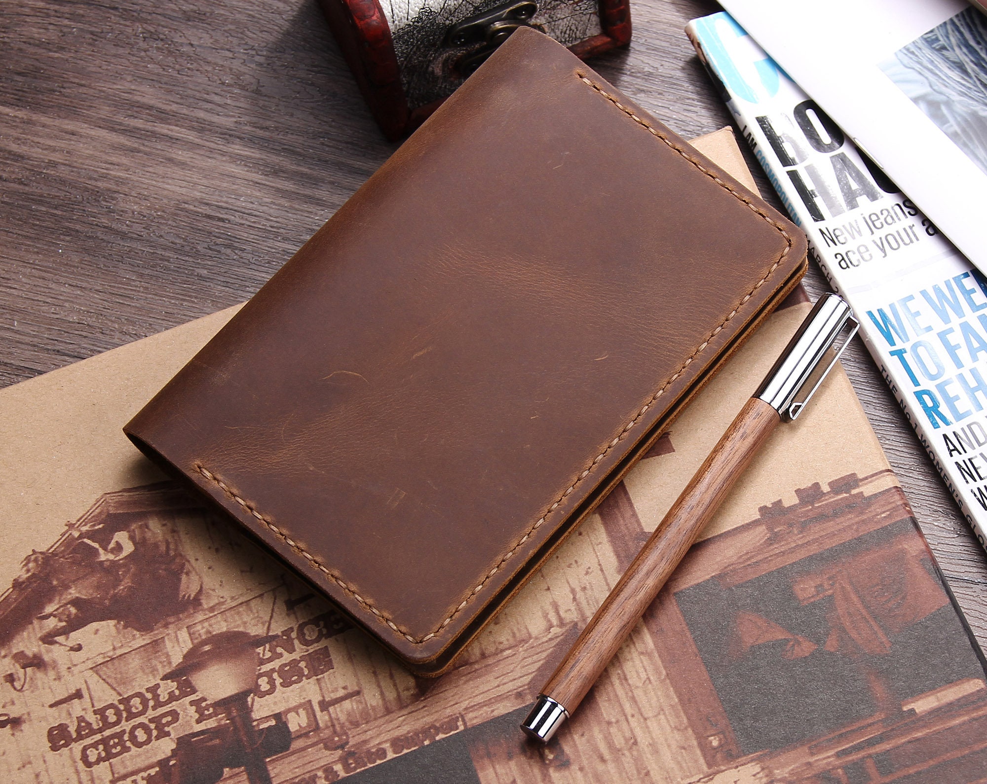 Original Field Notes 3 Pack / Old Church Works - Leather Notebook Covers -  Leather Notebook Covers for a5 Moleskine Journals and Field Notes Notebooks