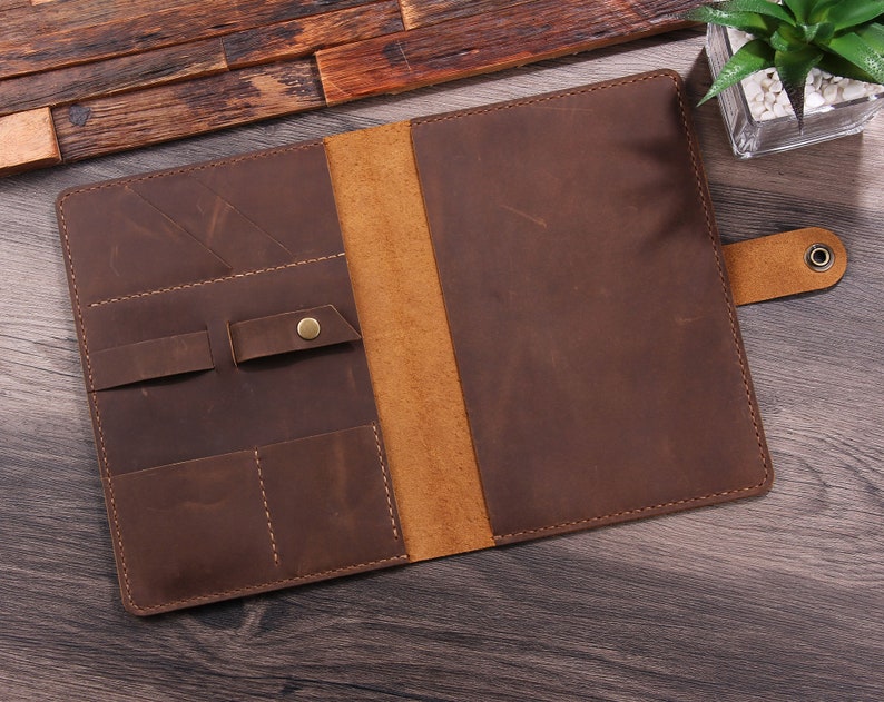 Personalized Leather Portfolio folder for Rocketbook Reusable Smart notebook, Leather Cover for Rocketbook Everlast Executive Size 6x8.8 image 9