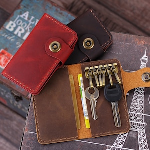 Peraonalized Key holders, Leather key cover, Mens leather key case holder, Mens keychain wallet, Keywallet Case, Leather key holders