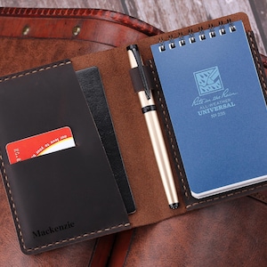Personalisierte Top Bound Notebook Leahter Cover, handgemachte Leder Cover für 3 "x 5" Top Spiralblock, Benutzerdefinierte Mini Tasche Notizblock Halter."