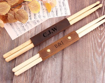 Étui personnalisé pour baguettes en cuir, Porte-pilons avec logo de marque personnalisé, Étui personnalisé pour baguettes avec nom de studio de musique, Cadeau pour batteur