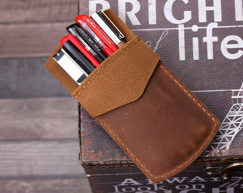 Handmade Pen Pocket Personalzied Leather Pocket Protector Etsy