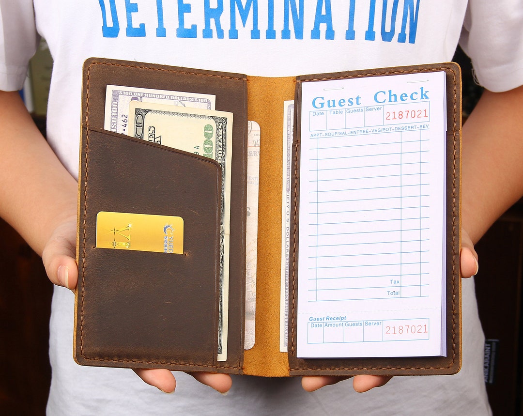 Personalized Server Books for Waitress, Handmade Leather Waiter Book ...