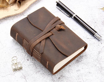Leather Journal Travel Notebook, Handmade Vintage Leather Scrapbook, Personalized Leather Bound Journal, Handmade Notebook, Free Stamp