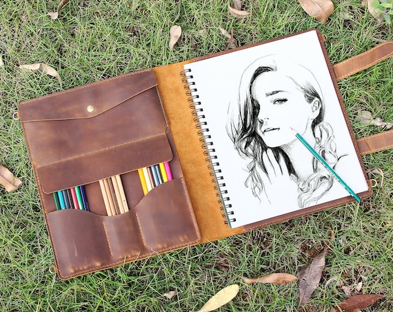 Personalized Leather sketchbook cover for Strathmore sketchbook Sketch Paper