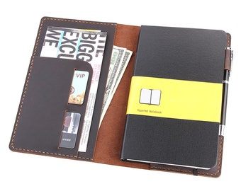 Personalisierter Leder-Tagebucheinband für Moleskine Large Size Hardcover-Notizbuch, handgefertigter Ledereinband für 5"x8,25" Hardback-Notizbuch