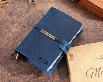 Cuaderno de viaje de cuero personalizado y recargable - Diarios de cuero hechos a mano / Tamaño estándar / Tamaño pasaporte - Diario de viaje vintage