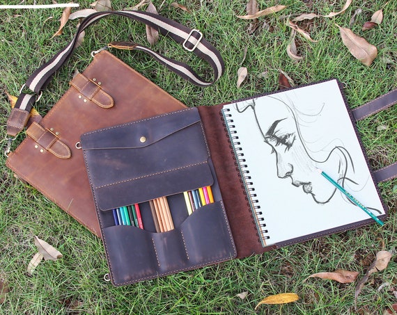 LEATHER SKETCHBOOK With Personalization, Custom Sketchbook for