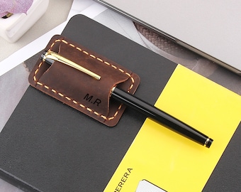 Handmade Leather Pen Holder Clip for Books & Notebooks, Personalized Notebook Pencil Clip Holder Journal, Journal Accessory, Writing Tools