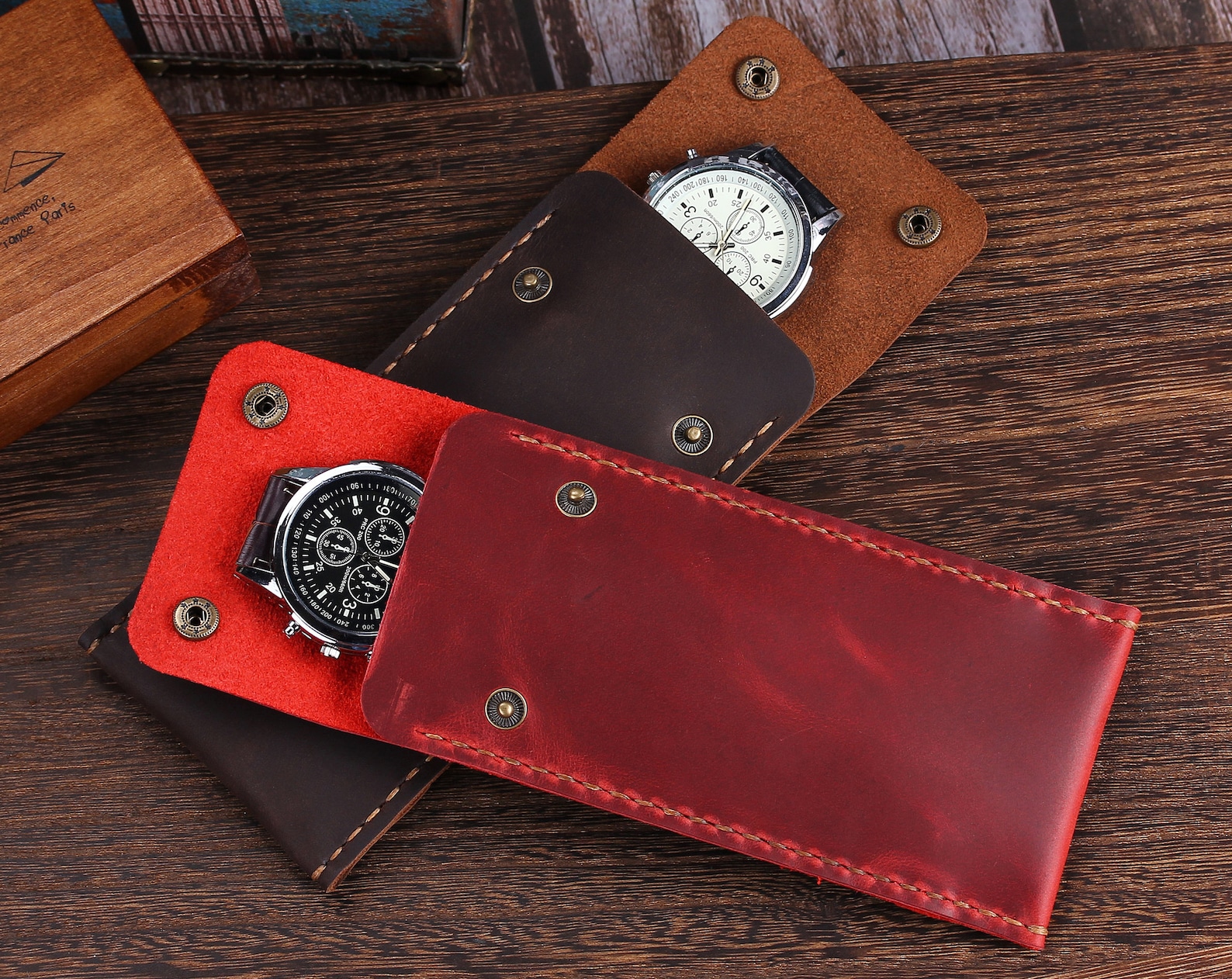 Personalized Leather Watch Case Travel Accessories Watch Etsy