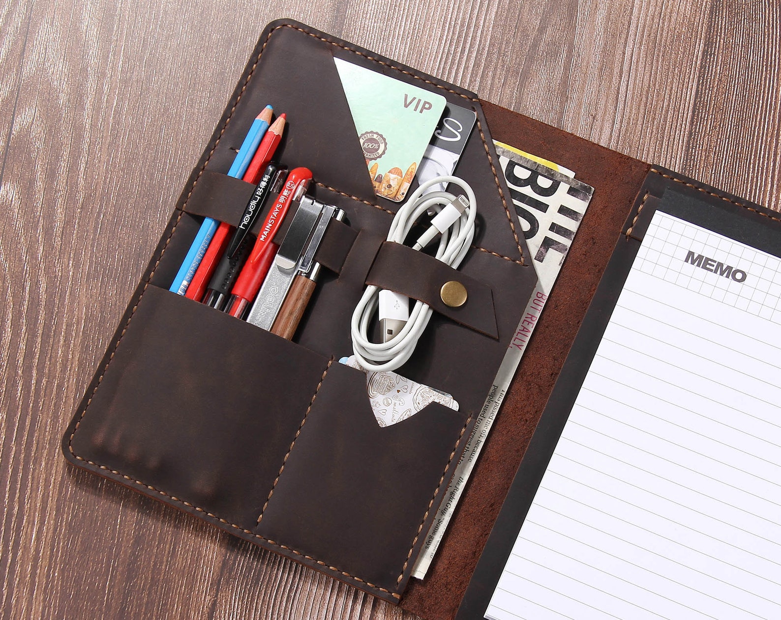 Leather Portfolio, Personalized 5x8 Legal Writing Pad Padfolio, Custom