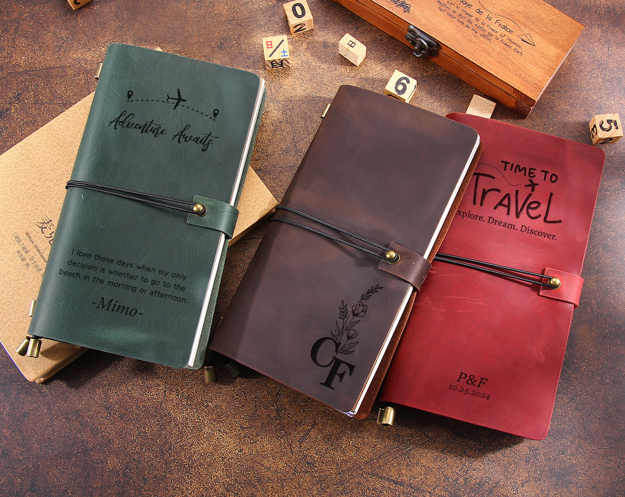 Custom Travel Journal, Travel Notebook, Personalized Leather Travel Journal Notebook, Leather Gift, Perfect Gift for Men or Women