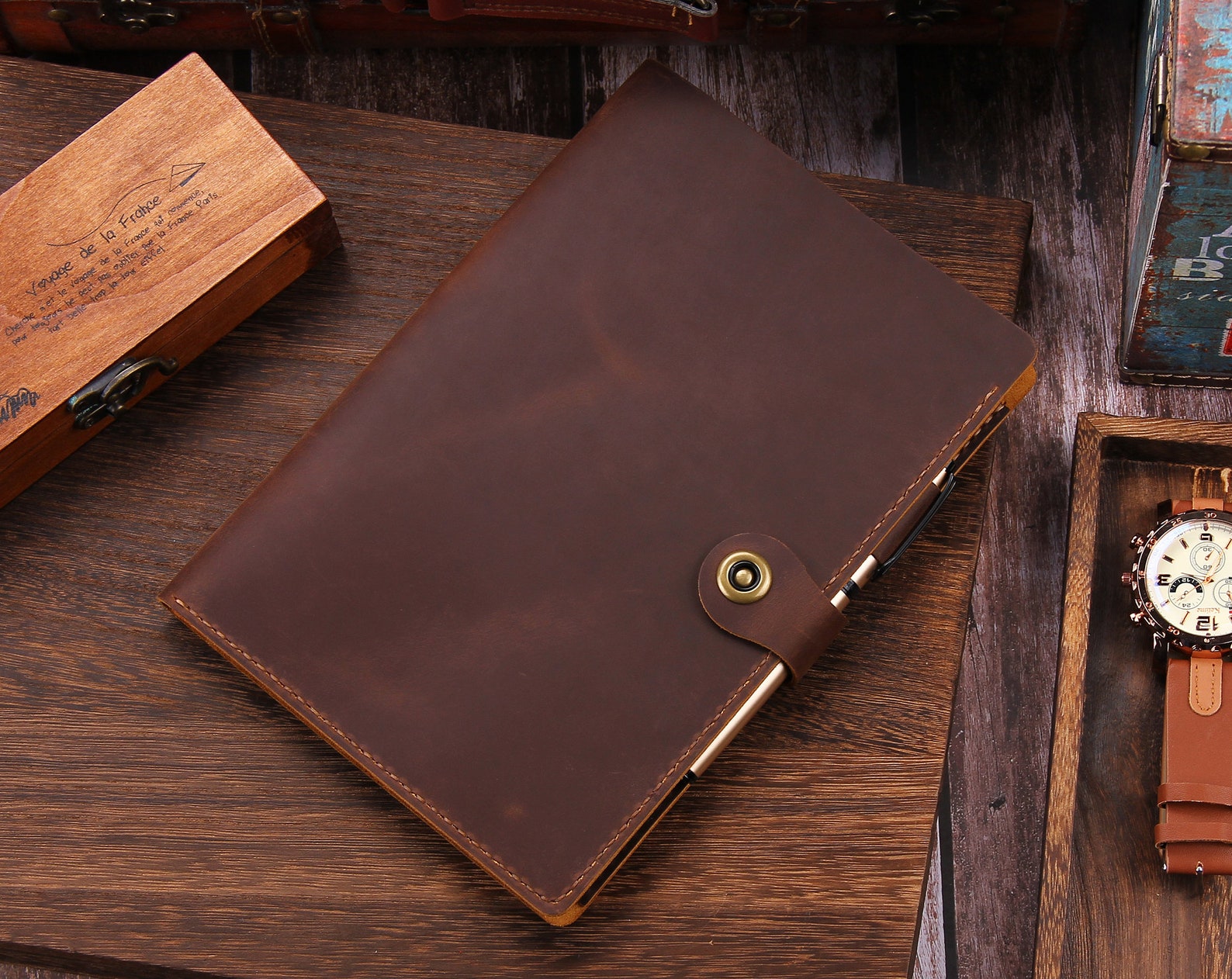 Leather Steno Pad 6x9 Holder Folio Cover Etsy