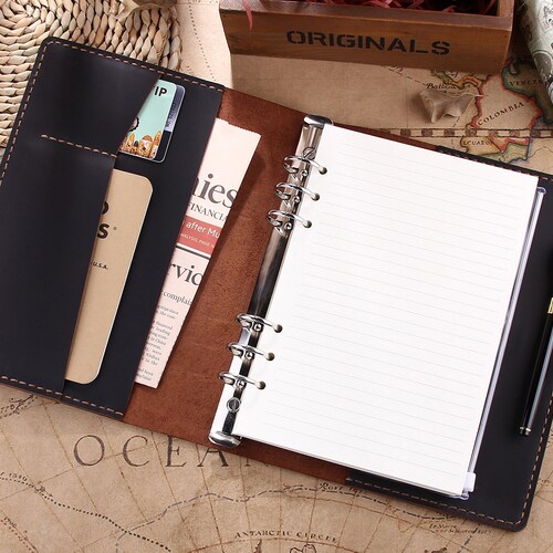 Personalized A5 / A6 Leather Refillable Planner Binder 6 Ring Etsy