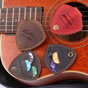 Estuche de cuero personalizado para púas de guitarra, estuche personalizado para púas de guitarra, soporte para púas de guitarra con 6 ranuras para púas de guitarra, regalo para guitarrista