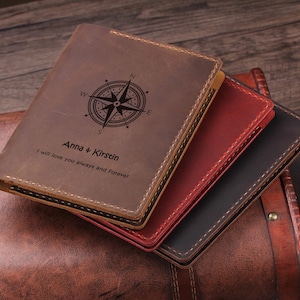 Capa para caderno feita à mão de 4" x 6" com encadernação superior, capa de diário de couro vintage personalizada para caderno espiral de 4" x 6" com alça para caneta