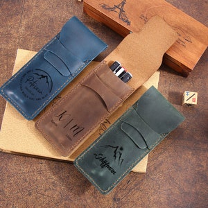 Porta-canetas de couro personalizado, Estojo de couro feito à mão para canetas, Estojo de couro para lápis, Porta-lápis de couro, Estojo para canetas, Capa para caneta, Porta-canetas