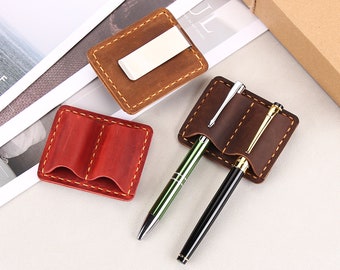 Handmade Leather 2-Pen Holder Clip Books & Notebooks, Personalized Notebook Pencil Clip Holder Journal, Journal Accessory, Writing Tools