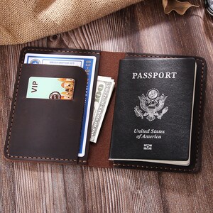 Cartera de cuero personalizada para pasaporte, billetera de viaje de cuero hecha a mano, estuche para pasaporte, porta pasaporte de cuero, billetera para documentos, regalo de graduación Coffee
