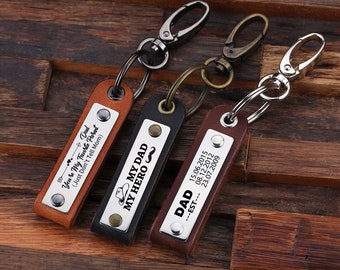 Fathers Day Gift - Valentines gift for him for dad - Fathers day Keyring - Dad Leather Keychain - DAD Gift - Superhero Dad - Daddy and Kids