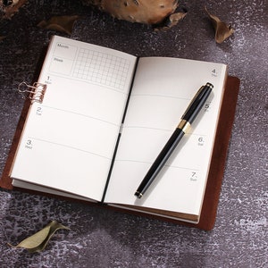 Weekly Planner Notebook, Leather Planner Monthly Agenda, Leather ...