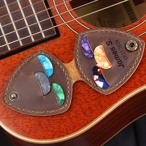 Étui personnalisé en cuir pour médiators, Étui personnalisé pour médiators fait main, Cadeaux uniques pour guitariste, Cadeau pour petit ami