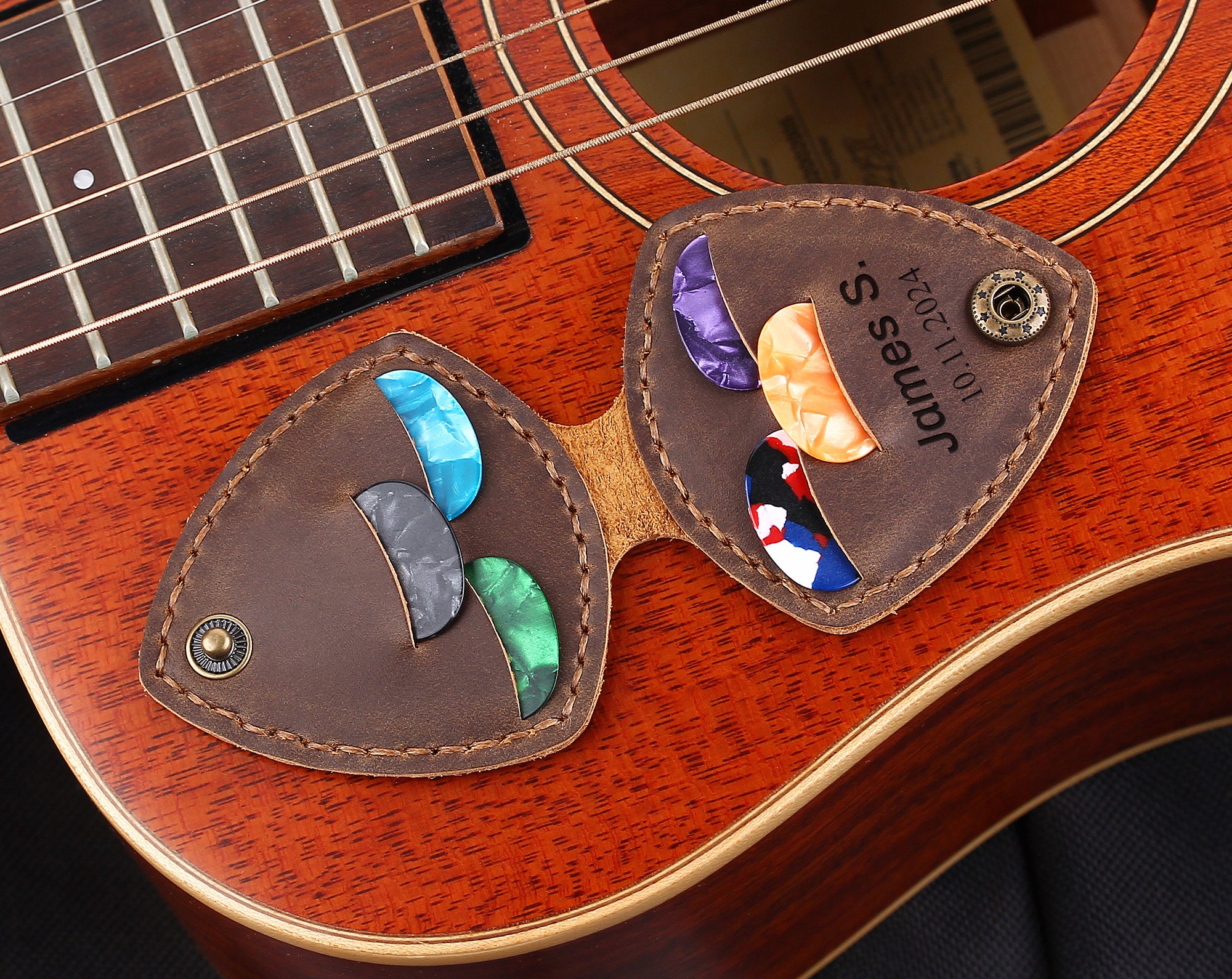 Personalized Guitar Picks Leather Holder, Custom Handmade Guitar Pick Case, Unique Gifts for Guitar Player Guitarist, Boyfriend Gift
