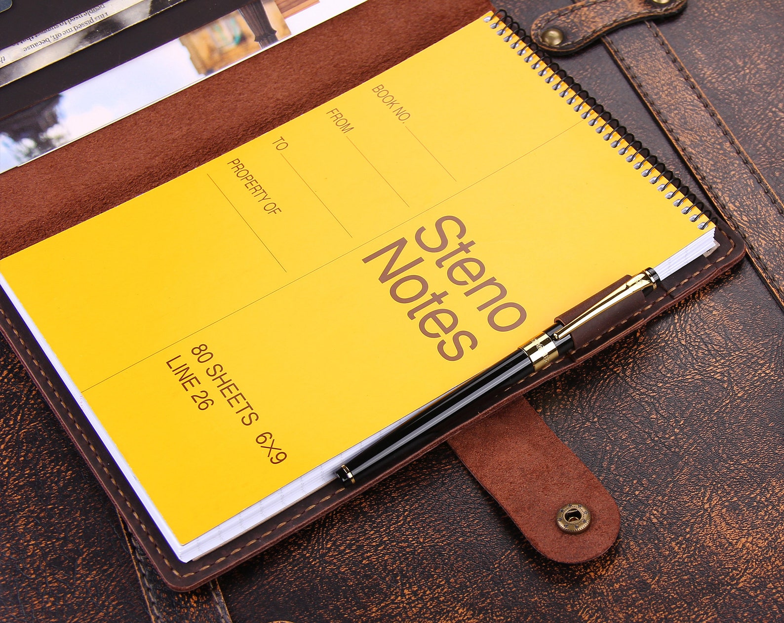 Personalized Leather Steno Pad 6x9 Cover Folio Etsy
