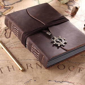 Leather Photo Album Scrapbook, Handmade Leather Family Anniversary baby album, Leather Bound 6&quot;x8&quot; Scrapbook Album