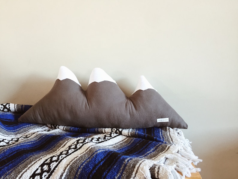 Three Sisters Mountain Pillow Made to Order Stone (Grey)