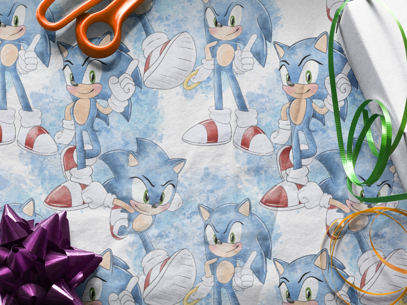 Sonic the Hedgehog Wrapping Paper Sheets Set of 3 Sheet Etsy Israel