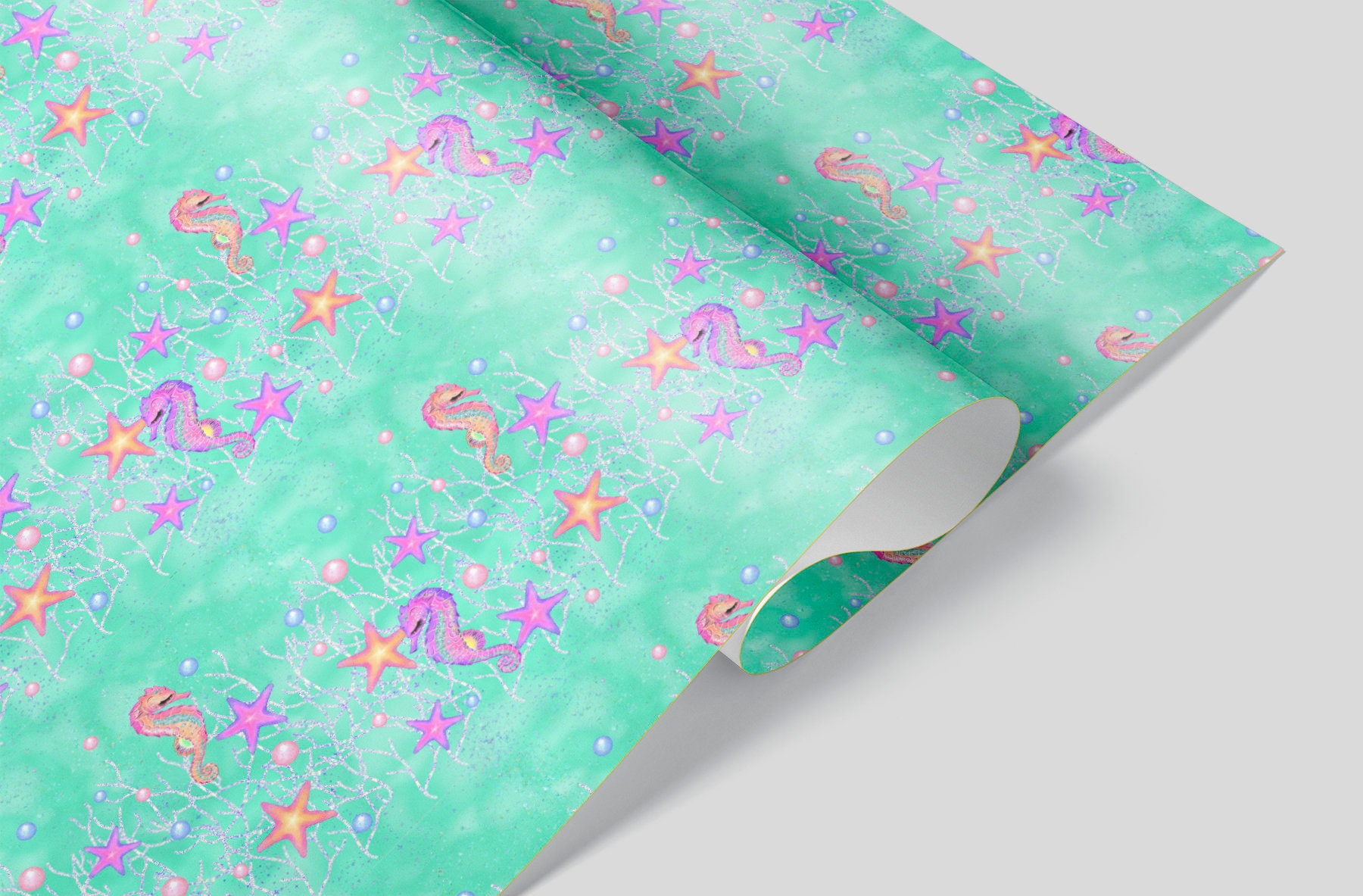 Mermaid Wrapping Paper Sheets Set of 3 Little Mermaid Etsy