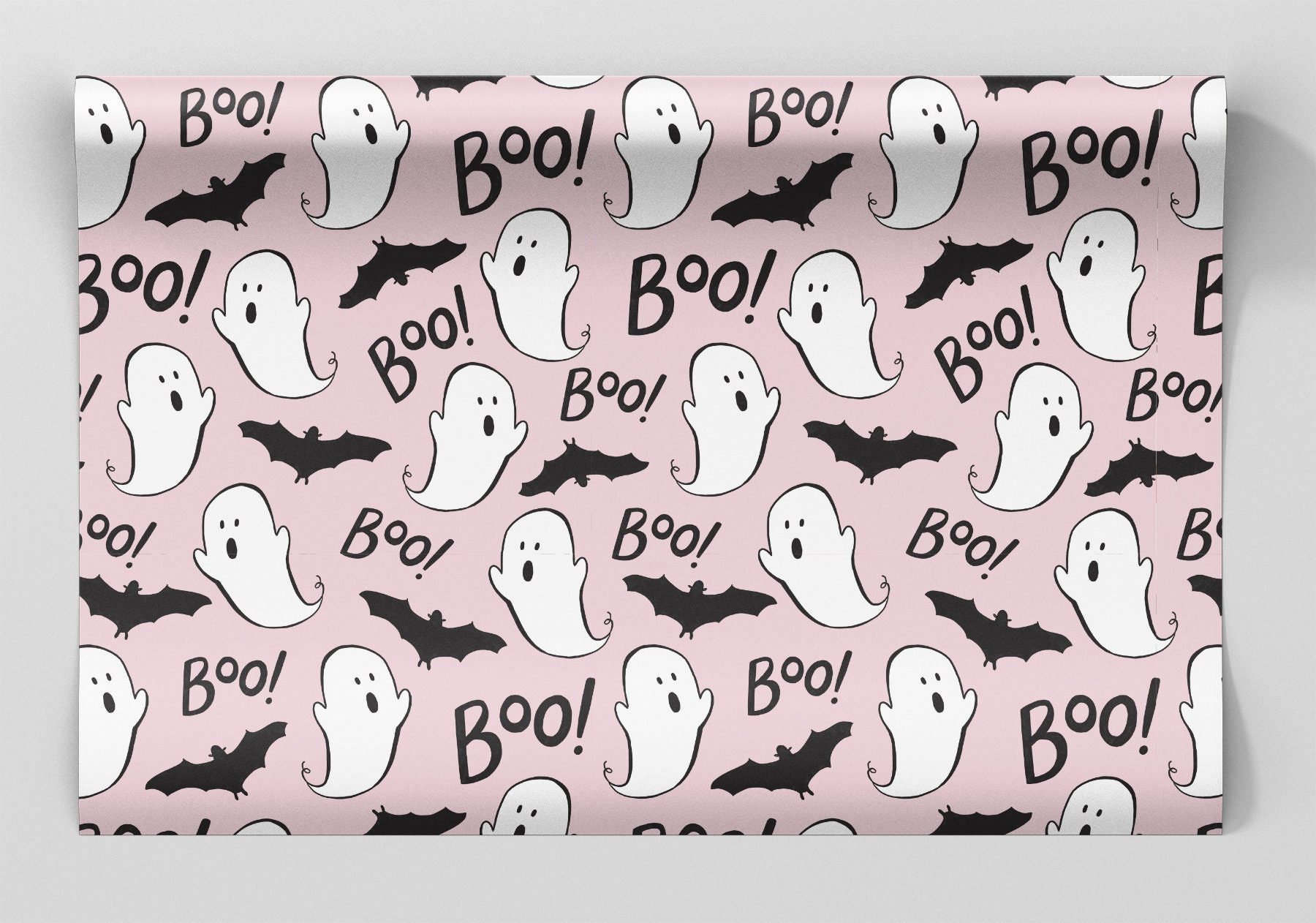 Pink Boo Ghost Halloween Wrapping Paper