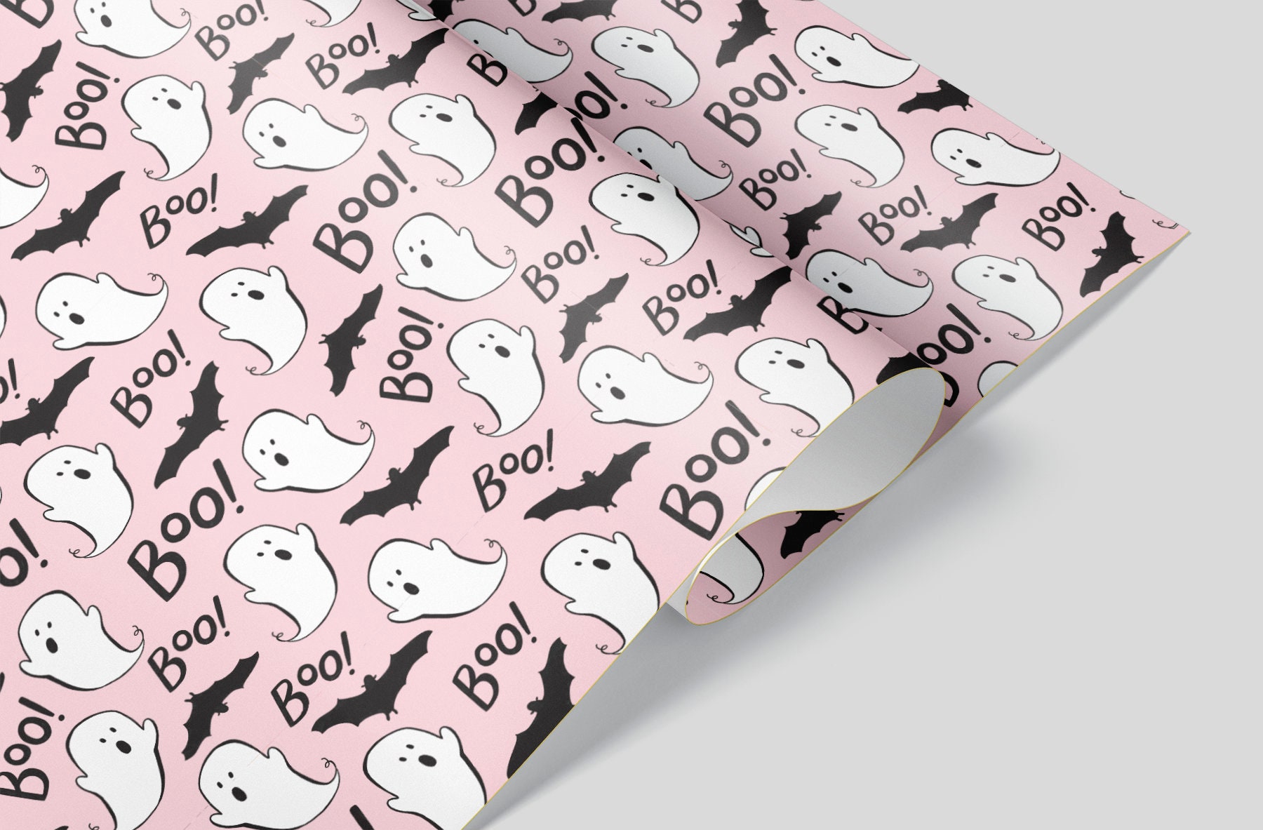 Pink Boo Ghost Halloween Wrapping Paper