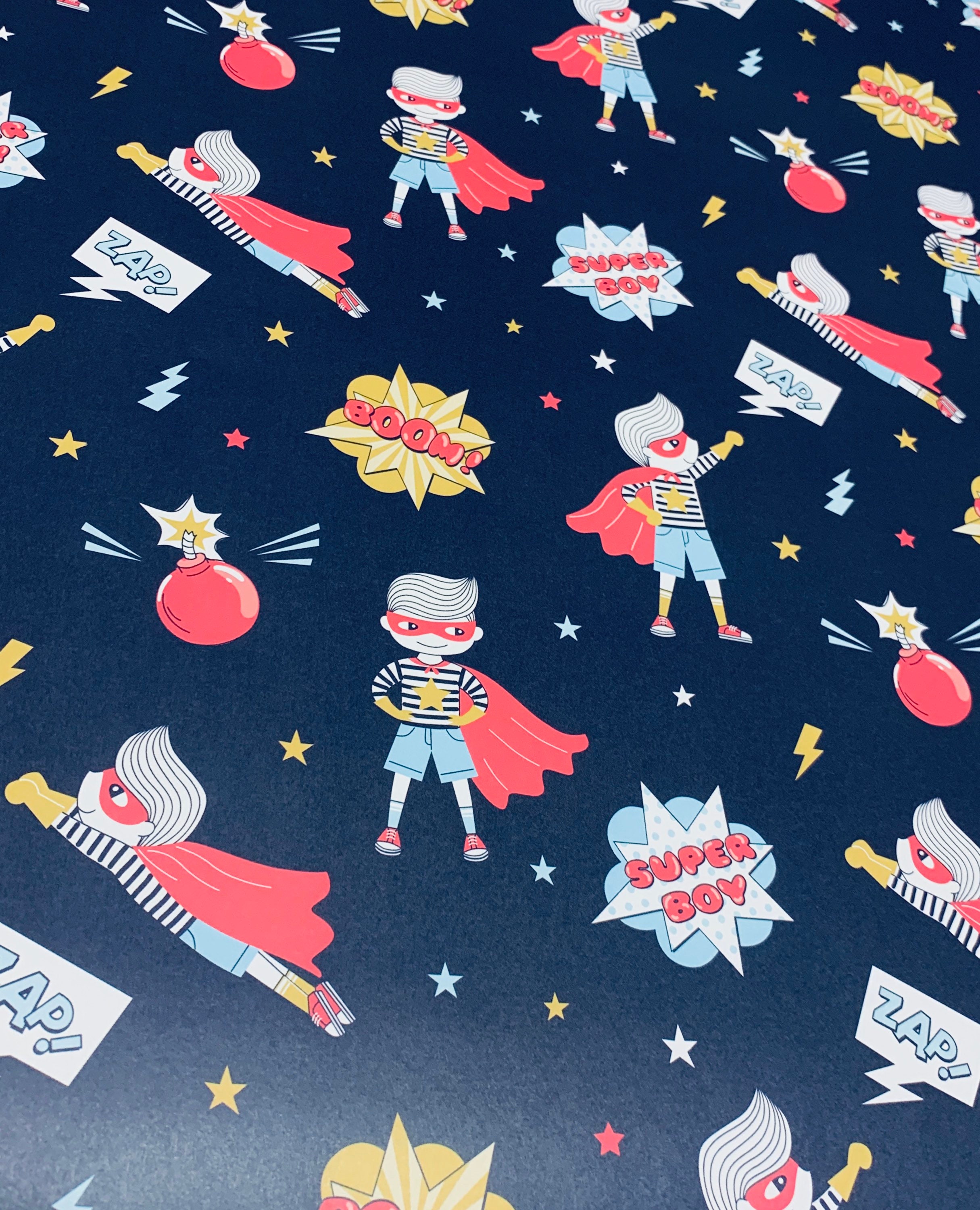Boy Superhero Wrapping Paper Sheets Set of 3 Comic Book Etsy