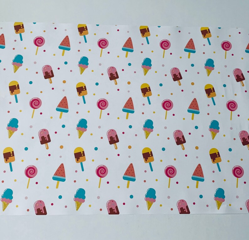 Popsicle Ice Cream Wrapping Paper Sheets Set of 3 Sheets Etsy