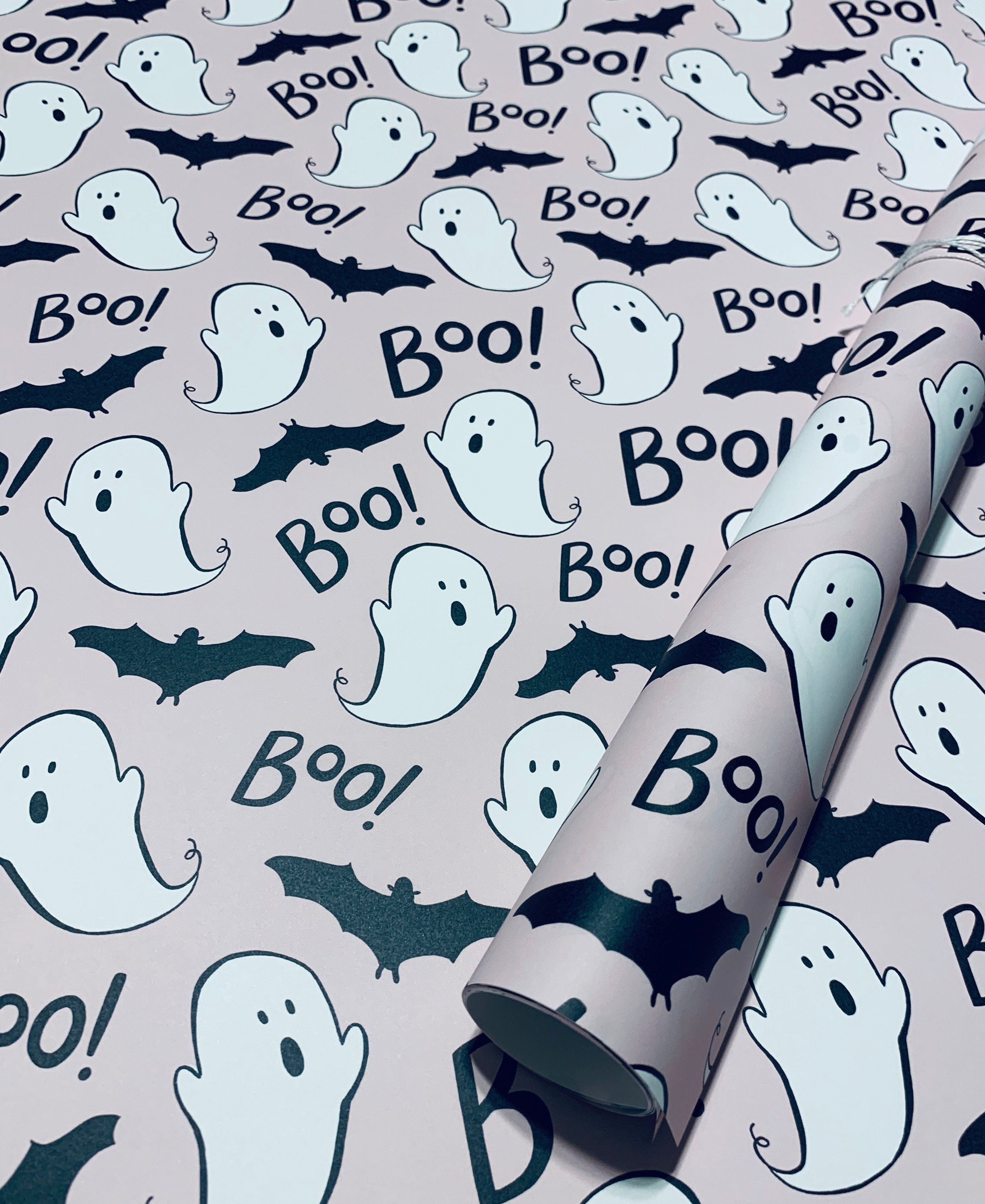 Pink Boo Ghost Halloween Wrapping Paper